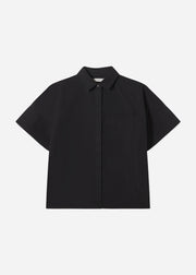 Boxy Short Sleeve Shirt in Cotton Poplin - Black - CO Collections